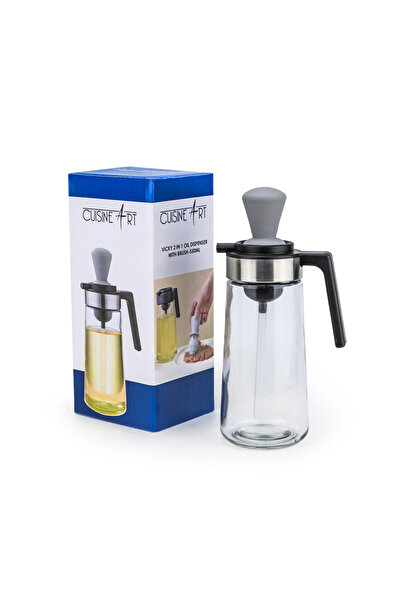 Cuisine Art موزع زيت زجاجي صودا لايم فيكي 2 في 1 مع فرشاة، 550 مل، شفاف