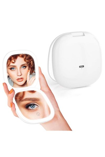 Generic DAYONG Compact Travel Makeup Mirror, 5x/10x Magnifying Cosmetic Mirror with LED Light, Double Sided