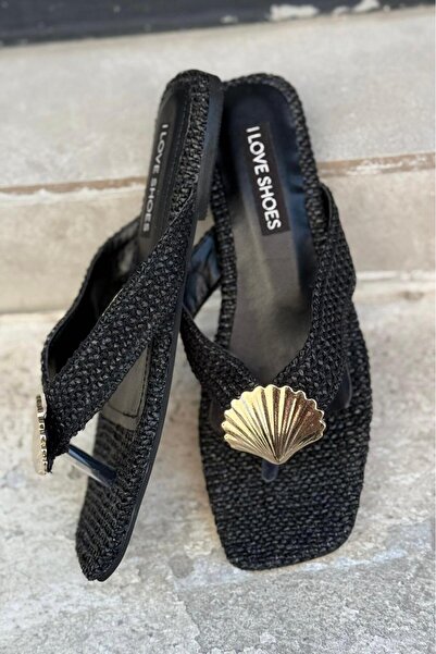 I Love Shoes Papuci Lovante Wicker Black Flip Flops