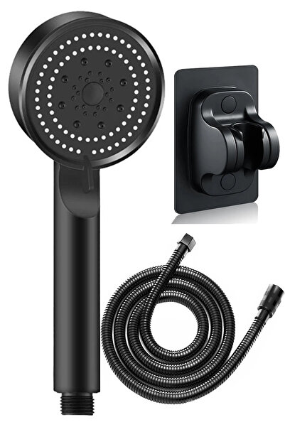 VSA Sereno Siyah 5 Fonksiyonlu Banyo Duş Başlığı Seti 1,5 Metre Örgülü Hortum...