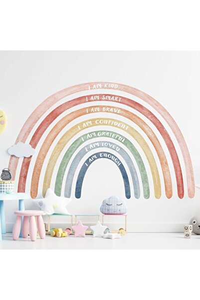 Generic Brand Tinideya 76.77 x 47.24 Inch Multicolor Rainbow with Quotes Wall...