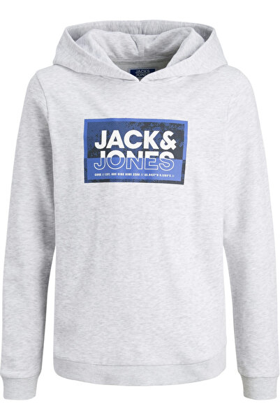 Jack & Jones Κουκούλα Hanorac JACK & JONES Logan Print JNR - 12254120-Λευκό Μελάντζ