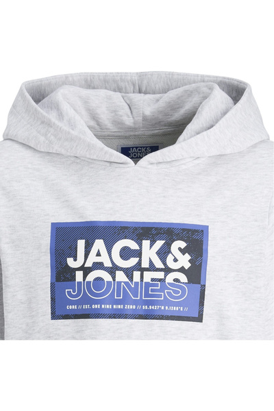 Jack & Jones Κουκούλα Hanorac JACK & JONES Logan Print JNR - 12254120-Λευκό Μελάντζ