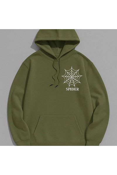 CLASSY.MODA Hooded Sweatshirt, Spider Web “Spider” Printed