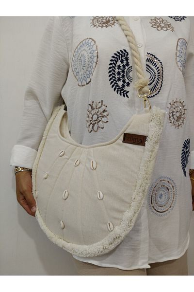 zümal tekstil tasarım Modern Oyster Decorated Women's Shoulder Bag