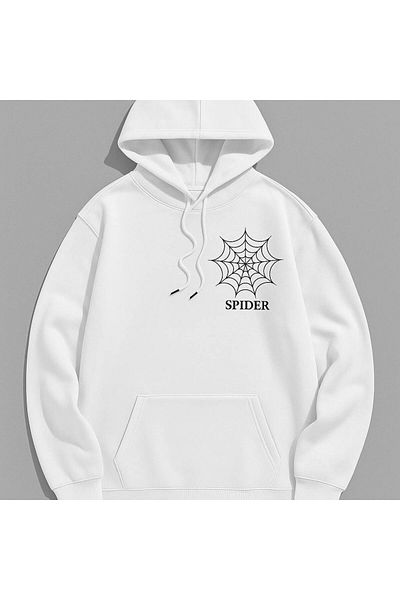 CLASSY.MODA Hooded Sweatshirt, Spider Web “Spider” Printed