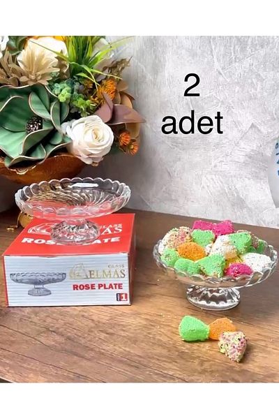 ORTAKÖY CENNETİ 2-Legged Glass Presentation Bowl Snack and Sugar Bowl 14.5 X6Cm Footed Glass Turkish Delight Bowl Presentation Bowl Crystal 2Pcs