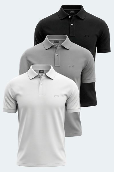 Slazenger Vale Ktn Set of 3 Men's T-Shirts White - Black - Gray