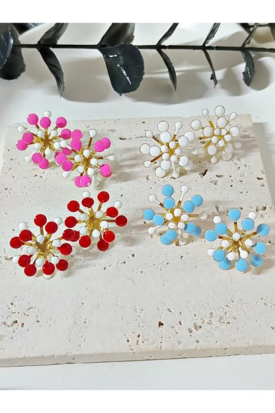 mos&more 4 Pairs / Color Enamel Gold Earring Set