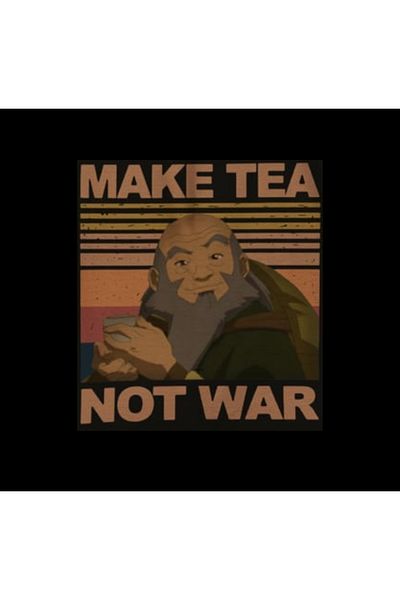 fame-stoned Make Tea Not War - Avatar Anime Printed Unisex 100% Cotton Black T-Shirt