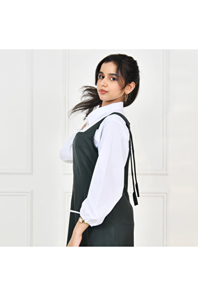 HAWRAA مريول زيتي شيال بربطة اغلاق من الخلف