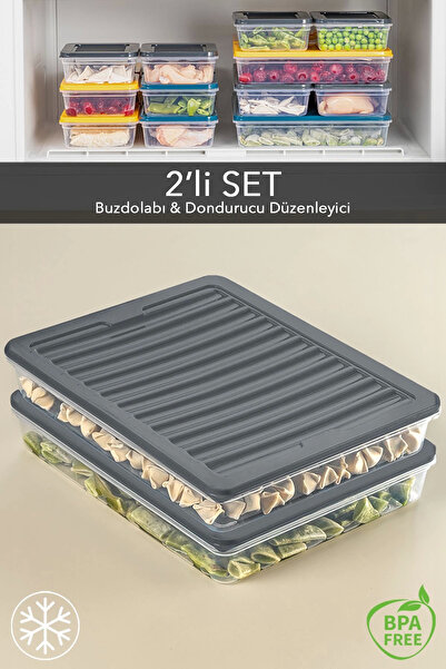 S'82 2-Piece Storage Container, Microwave Compatible Storage Container Anthracite 2 X 2400 ml