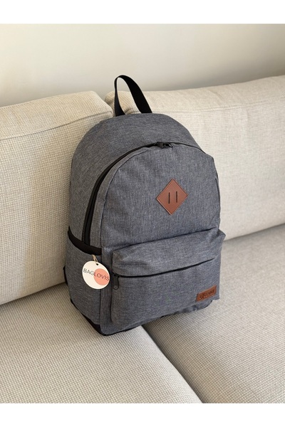 BAGLOVİS Canvas Fabric Gray Backpack with Pockets on the Front and Sides En35 Boy46