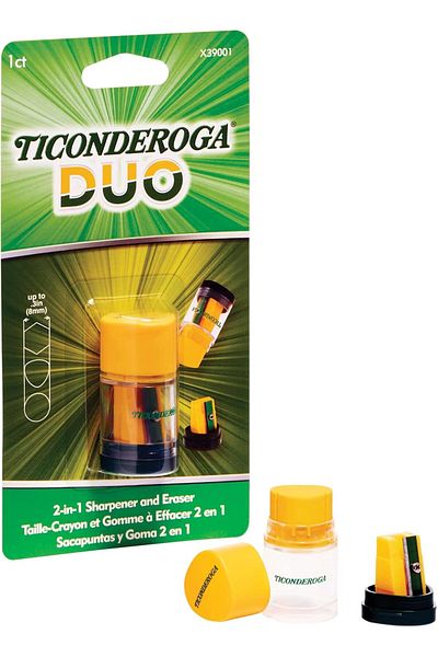 Dixon Sharpener/Eraser, Green and Yellow, 1 Count