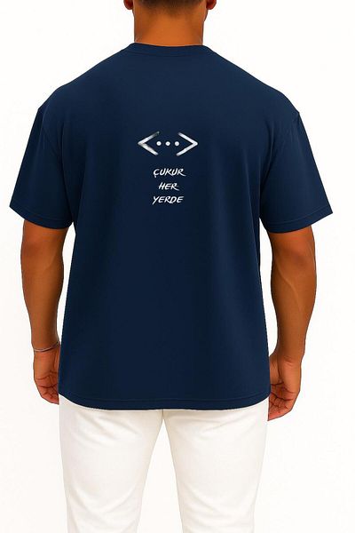 Bahriyeli Collection Oversize Pit Unisex T-Shirt with All over Pocket and Back Design