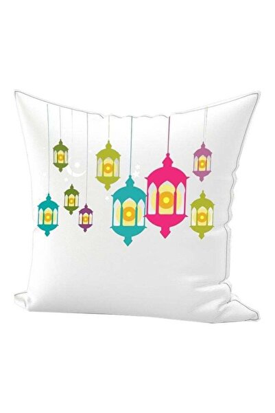 Generic Ramadan Lantern Printed Throw Pillow White/Pink/Green 50x70cm