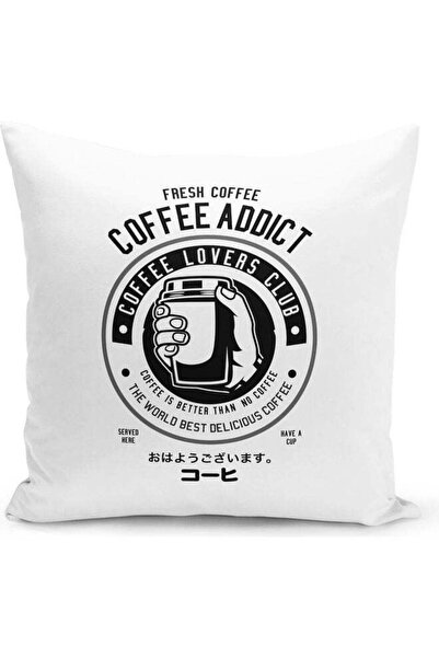 Generic Coffee Addict Printed Decorative Pillow White/Black
