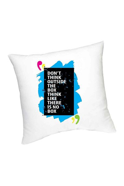Generic Fm Styles Don't Think Outside The Box Printed Cushion White/Black/Blue 45cm
