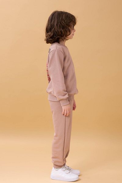 Perendi Boys' Seasonal Double Suit with Embroidery Print Detail - Soil