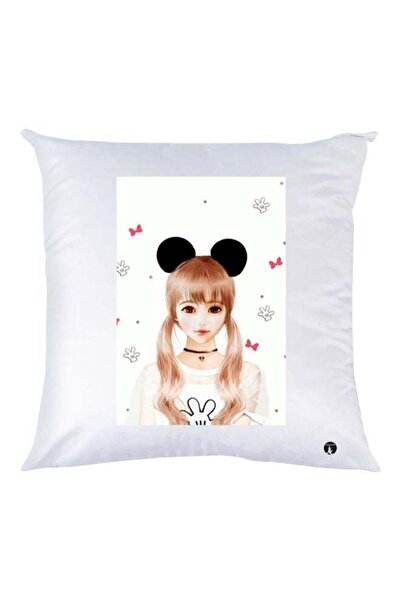 Generic Girl Printed Throw Pillow White/Brown/Black 30x30cm