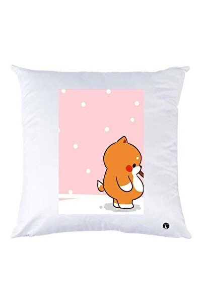 Generic Cartoon Animal Printed Decorative Throw Pillow White/Pink/Orange 30x30cm