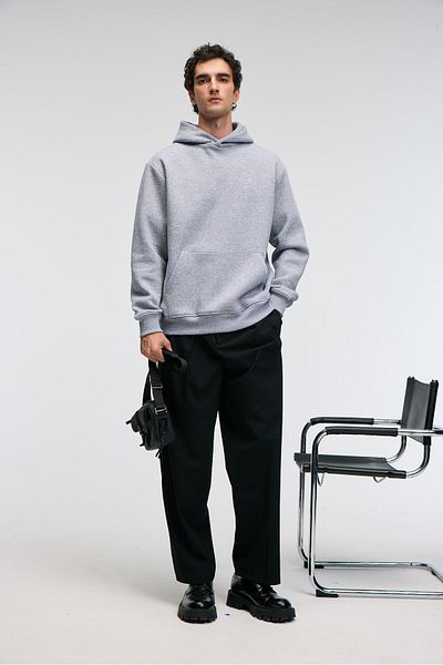 GRIMELANGE Amos men's soft fabric 3 thread o Oversized k Hooded kangaroo pocket grimelange sweatshirt