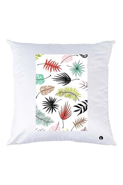 Generic Leaf Printed Throw Pillow White/Black/Green 30x30cm