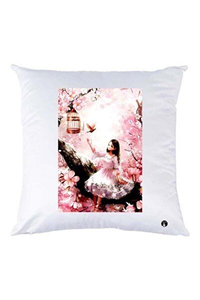 Generic Cartoon Girl Printed Decorative Throw Pillow White/Pink/Brown 30x30cm