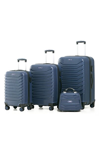 Celonia YEFA PP Polipropilen Kırılmaz Kabin & Orta & Büyük ve Makyaj Boy 4'lü Valiz Seti