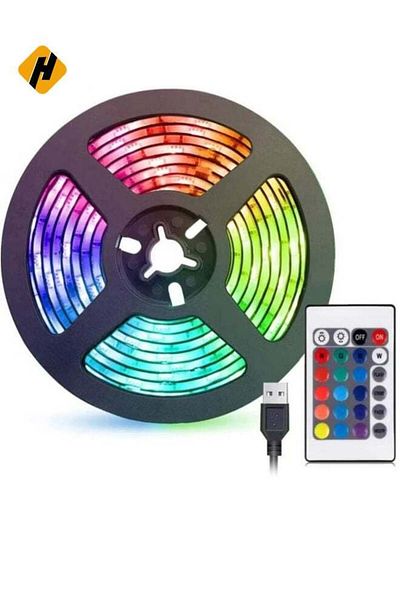 Generic شريط إضاءة LED من HuHa بطول 2 متر مع جهاز تحكم عن بعد لإضاءة ديكورية مقاومة للماء RGB USB لغرفة النوم والمطبخ