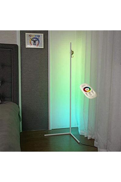 Generic مصباح أرضي ذكي GT-Wheel RGB LED للزاوية مع جهاز تحكم عن بعد متغير اللون وأجواء البار