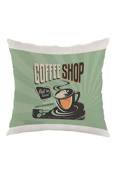 Generic Decalac Old Coffee Shop Printed Pillow Green/White/Black 40 x 40cm