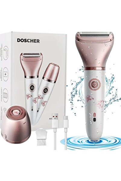 DOSCHER ماكينة حلاقة كهربائية دوشي للنساء 2 في 1 بدون ألم ومقاومة للماء للحلا...