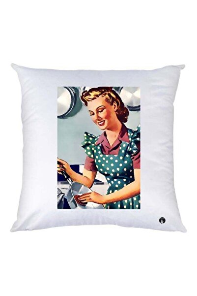 Generic Cartoon Girl Printed Decorative Throw Pillow White/Blue/Pink 30x30cm
