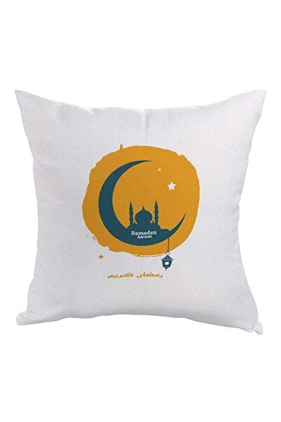 Generic Ramadan Kareem Printed Pillow White/Orange/Green 40x40cm