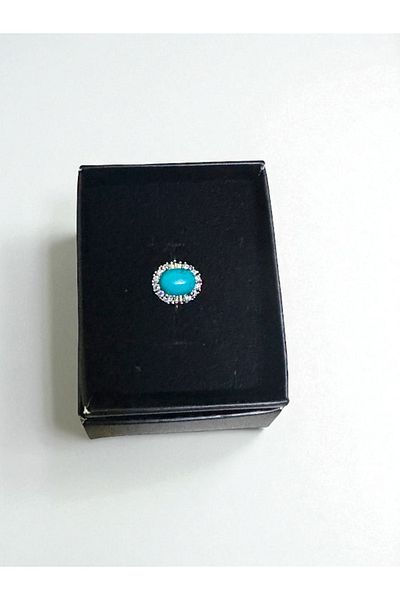 The Magıc of Healıng Turquoise Turquoise Natural Stone Steel Ring