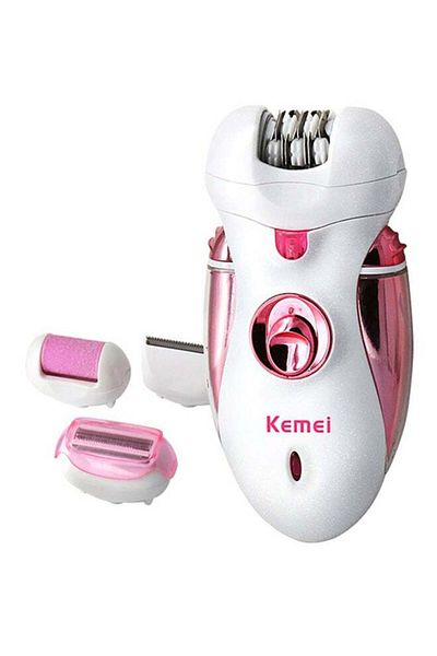 Kemei Rechargeable Multi-Use Hair Removal Machine 4 in 1 White and Pink