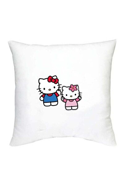 Generic Hello Kitty Printed Decorative Cushion White//Pink/Blue 16x16inch