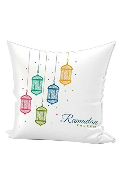 Generic Ramadan Lantern Printed Throw Pillow White/Blue/Green 40x40cm