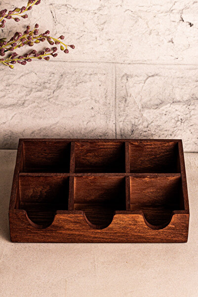 Snippy Chaye - Wooden 6 Compartments Tea Storage Box Accessory Jewelry Organizer Organizer Herb Storage Box