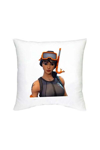 Generic Fortnite Character Printed Decorative Cushion White/Orange/Grey 16x16...