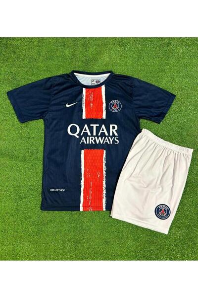 BARBITOS Psg 2024/25 New Season Kvaratskhelia Number 7 Home Children's Jersey Set of 2 (Navy Blue)/Z14S