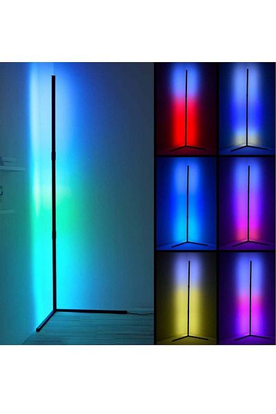 Generic مصباح أرضي زاوية LED من HuHa، 72 مصباح LED، مصباح أرضي متغير الألوان RGB مع 16 مليون لون، Dimmab