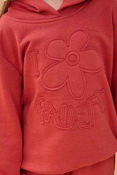 Perendi Κοριτσίστικο εποχιακό κοστούμι με κουκούλα με λουλούδια και απλικέ στο κάτω μέρος – Πλακάκι