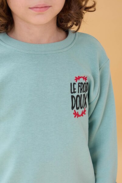 Perendi Boys' Seasonal Double Suit with Embroidery Print Detail - Çağla