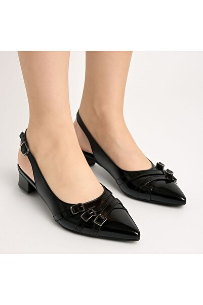 adelix Kadın Topuklu Üç Bantlı Stiletto Siyah