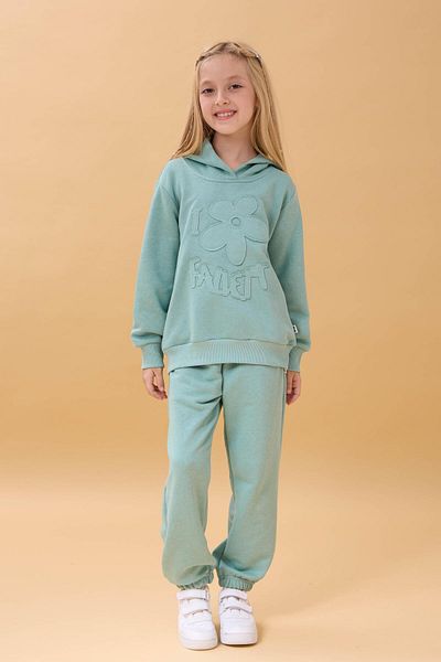 Perendi Girl's Hooded Floral Appliqued Bottom Top Seasonal Suit – Çağla