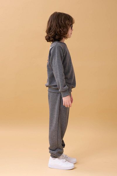 Perendi Boys' Seasonal Double Suit with Embroidery Print Detail - Anthracite