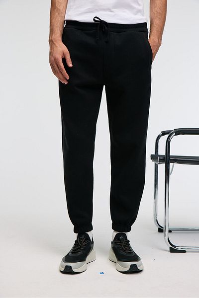 GRIMELANGE Ansel Men's Elastic Narrow Leg Three-Pocket Soft Organic Cotton Black Sweatpants