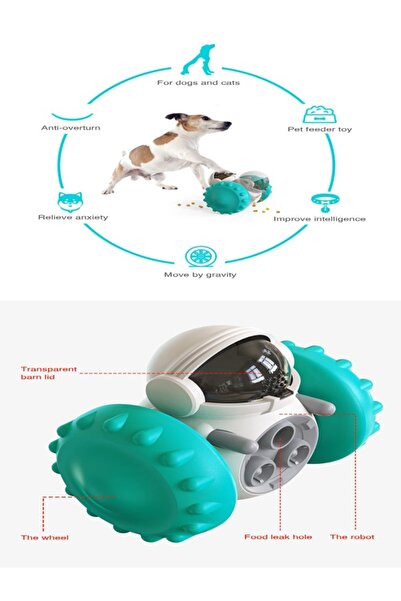 NO BRAND Interactive toy for dogs and cats - food dispenser, durable wheels, anti-tip